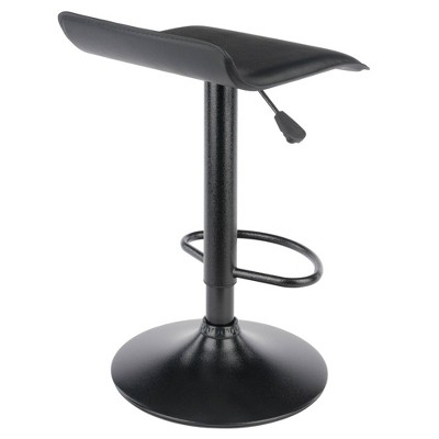 Adjustable Black Leather Swivel Bar Stool - Set of 2