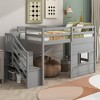 PAGED Twin XL over Queen Size Bunk Bed Modern Simple Wooden Bed Frame with Convertible Design, Guardrails and Ladder - 2 of 4
