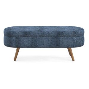 GlasFlength Ottomans and Benches Oval Storage Bench with Sturdy Wood Legs Simple Design for Contemporary Living Room Bedroom, Blue, 44"*16.15"*9.5" - 1 of 4