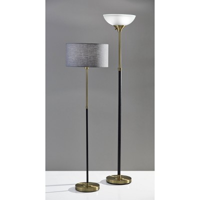 Bergen 59" Antique Brass & Black Mid-Century Modern Floor Lamp