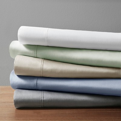 Queen Gray Cotton Polyester Solid Sheet Set with Fringe
