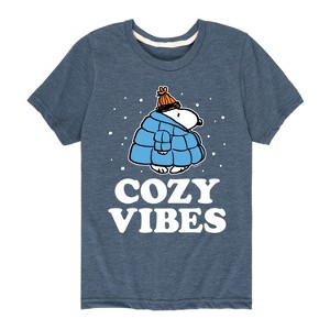 Boys' - Peanuts - Snoopy Puffer Cozy Vibes Short Sleeve Graphic T-Shirt - 1 of 4