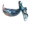 Wrapables 100% Charmeuse Silk Square Scarf Neckerchief, Roses on Aqua - 2 of 4