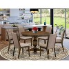 HomeStock 3-Piece Distressed Jacobean Finish Solid Wood Top Dining Table with 2 Chairs - 2 of 4