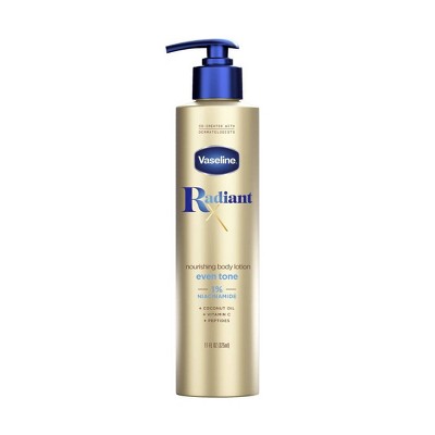 Vaseline Radiant X Even Tone Body Lotion with Niacinamide and Peptides, 11 oz