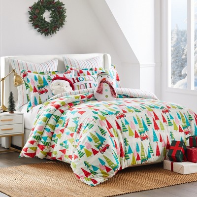 Holly Jolly Multicolor Cotton King/Cal King Duvet Cover Set