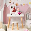 Infans Kid Vanity Table Chair Set with Mirror Large Storage Drawers Wooden Legs White - 4 of 4