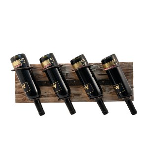 Twine Rustic Country Wood and Metal Wine Rack, Set of 1, Wall Mounted Wine Rack, Wine Storage, Wood and Wrought Iron, 8" x 23.15" - 1 of 4