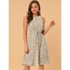 Allegra K Women's Floral Split Neck Drawstring Waist Sleeveless A-Line Summer Midi Dress - 3 of 4