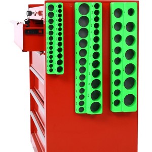3-Piece SAE Magnetic Socket Organizer Set | 68 Numbered Slots for 1/4", 3/8", 1/2" Sockets | Toolbox Organizer with Rubberized Backing - 1 of 4