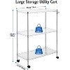 Kitchen Utility Cart, 3 Tires Steel Service Rolling Cart with Wheels and Storage Rack,Metal Food Storage Trolley with Handle for Kitchen Restaurant - 2 of 4