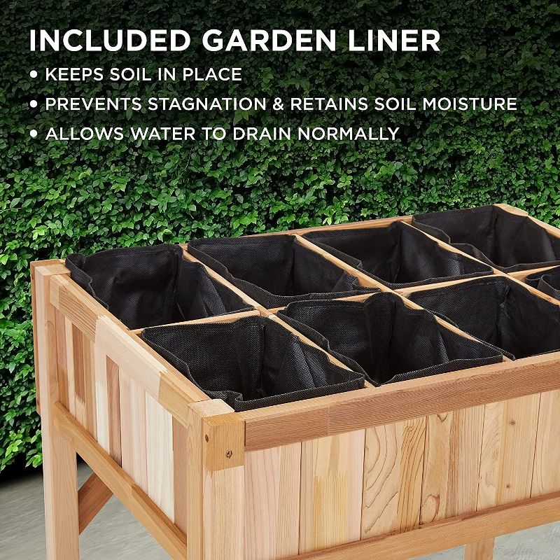 Jumbl Cedar Wood Raised Garden Bed & Herb Planter Box, 31" x 23" x 31", 3 of 5