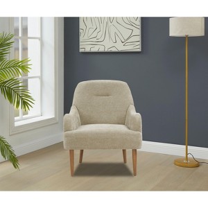 Airsurfer Chenille Armchair, Modern Style Accent Chair with Wood Legs, Comfy Design for Living Room, Bedroom, Office - 1 of 4