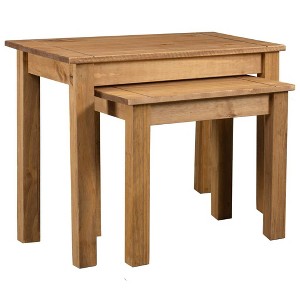 vidaXL Nesting Table Set of 2 Natural Solid pine wood - 1 of 4