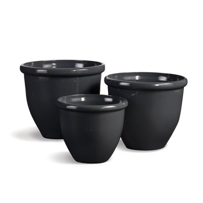 Plum & Post Glazelite Garden Pots, Set Of 3
