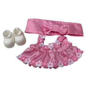 strapless open back dress Labubu dress with pink ruffle hem  Unicorn Tooth