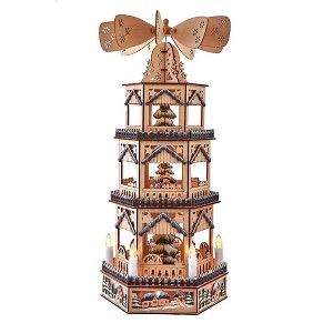 Kurt Adler 19.29-Inch Battery Operated LED Lighted 3-Story Tower Windmill Table Piece - 1 of 4