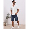 INSPIRE CHIC Men's Camp Collar Button Down Short Sleeve Hollow Texture Knit Shirts - 2 of 4