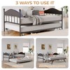 Daybed with Trundle, Sturdy Metal Twin Size Day Bed with Stylish Headboard, Height Adjustable Trundle Bed Twin, Heavy Duty Steel Slats Platform - 3 of 4