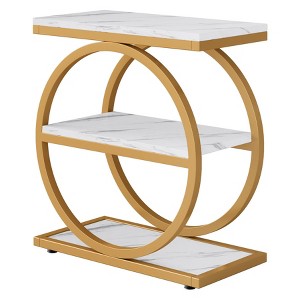 Tribesigns 3-Tier Narrow End Table, Wood Side Table with Metal Frames, Industrial Slim Nightstand and Bedside Table, White, 1PC - 1 of 4