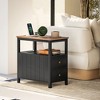 HOMCOM Narrow End Table with Charging Station and USB Ports for Living Room, Modern Side Table with Drawers, Shelf - 2 of 4