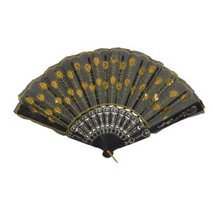 Unique Bargains Sequins Folding Fan 1 Pc - 1 of 4