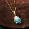 Ross-Simons Turquoise Pendant Necklace in 10kt Yellow Gold - 2 of 4
