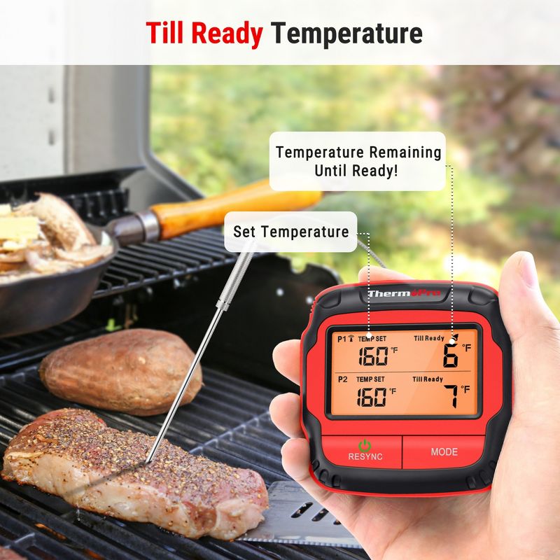 ThermoPro TP828BW Remote Meat Thermometer with 500ft wireless range and Dual Stainless steel probes for Grilling Smoker BBQ Thermometer, 4 of 10