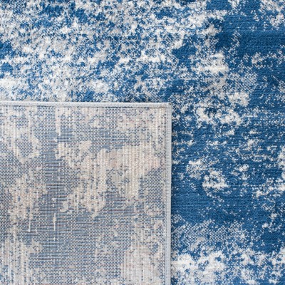 Grey and Navy Abstract 8' x 10' Synthetic Area Rug
