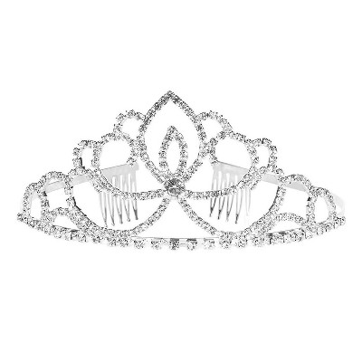 Blue Panda Silver Rhinestone Crystal Tiara Headband Princess Crown for Bridal Wedding