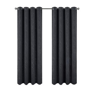 RT Designers Collection Heidi Halo Foil Blackout Polyester Window Curtain Grommet Panel 52" x 84" Black - 1 of 4