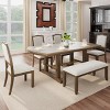 Extendable Dining Table Set for 6,6-Piece Kitchen Table with Bench and Upholstered Chairs,Traditional Wood Dining Set-The Pop Home - 3 of 4