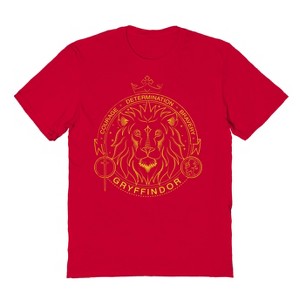 Harry Potter Men's Minimalist Mascot Gryffindor Outline Short Sleeve Graphic Cotton T-Shirt - 1 of 3