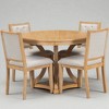 5-Piece Extendable Round Dining Table Set with 4 Upholstered Chairs, Solid Wood Kitchen Table Set for 4–6, Rubber Wood Frame for Dining Room - 4 of 4