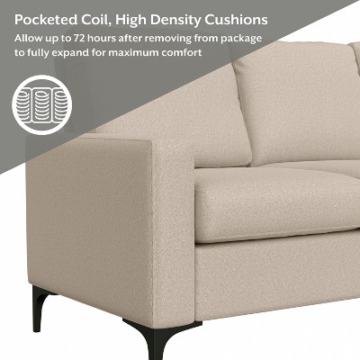 Oatmeal Fabric Track Arm Sofa with Removable Cushions