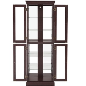 YOOCOZZ Lighted Glass Curio Display Cabinet Glass Storage Wine Cabinet Wood Frame Toy Display Light Bulb Included - Dark Cherry - 1 of 4