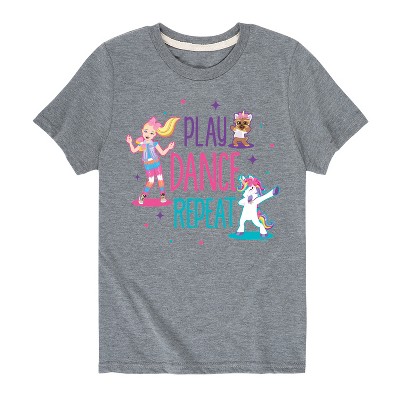 JoJo Siwa Play Dance Repeat Short Sleeve Graphic T-Shirt - Heather Grey - 4T