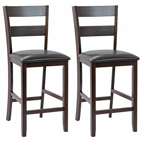 Costway 2 pieces Bar Stools Counter Height Chairs W Pu Leather