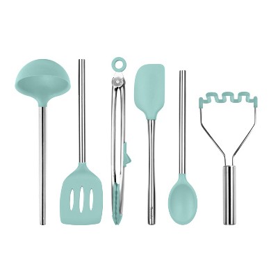 Megachef 12 Piece Mint Green Silicone And Wood Cooking Utensils : Target