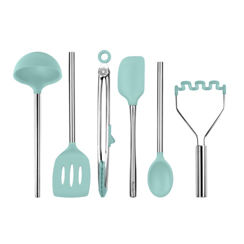 Tovolo 6pc Silicone and Stainless Kitchen Utensil Set Aqua, 1 of 6