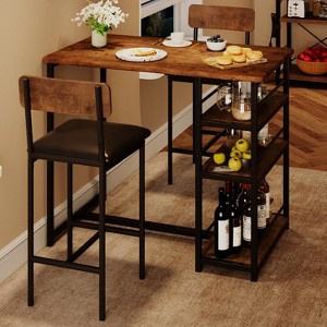 Garvee 3-Piece Dining Table Set for 2, Counter Height Kitchen Table & 2 Upholstered Stools, Bar Set for Small Spaces - 1 of 4