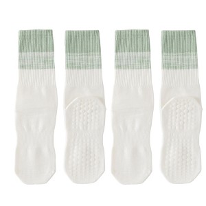 Anna-Kaci Women's 2-Pair Set Gradient Mid-Calf Grip Socks with Soft Seamless Toe and Anti-Slip Bottom for Yoga or Sneakers - 1 of 4