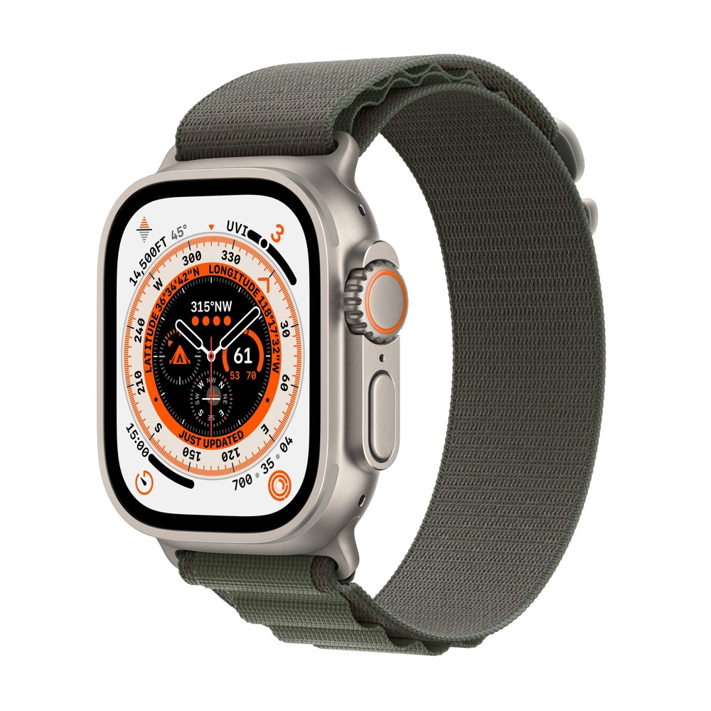 Photos - Wrist Watch Apple Watch Ultra GPS + Cellular 49mm Natural Titanium Case with Green Alpine Loop - Small