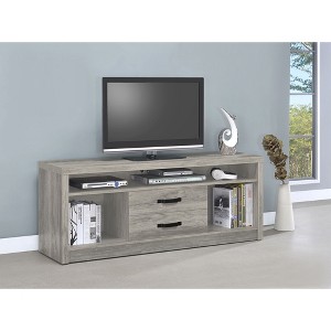 59" Driftwood Engineered Wood Classic TV Stand with 2 Drawers for Ample Storage and Durable Finish for Living Room and Bedroom - 1 of 4