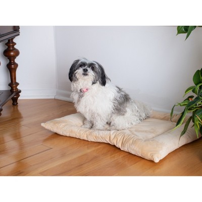 Medium Beige Velvet Pet Bed with Poly Fill Cushion