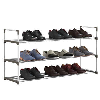 White and Gray 3-Tier Plastic Shoe Rack Organizer