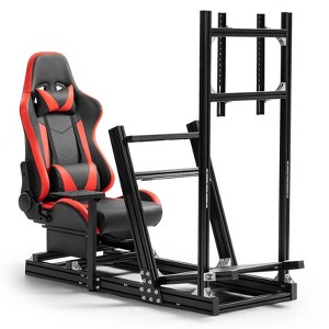 Dardoo F1 Racing Sim Cockpit with Red Seat & Monitor Stand. Fits Logitech G920/G923 & Thrustmaster T300RS. Wheel/Pedals Not Included. - 1 of 4