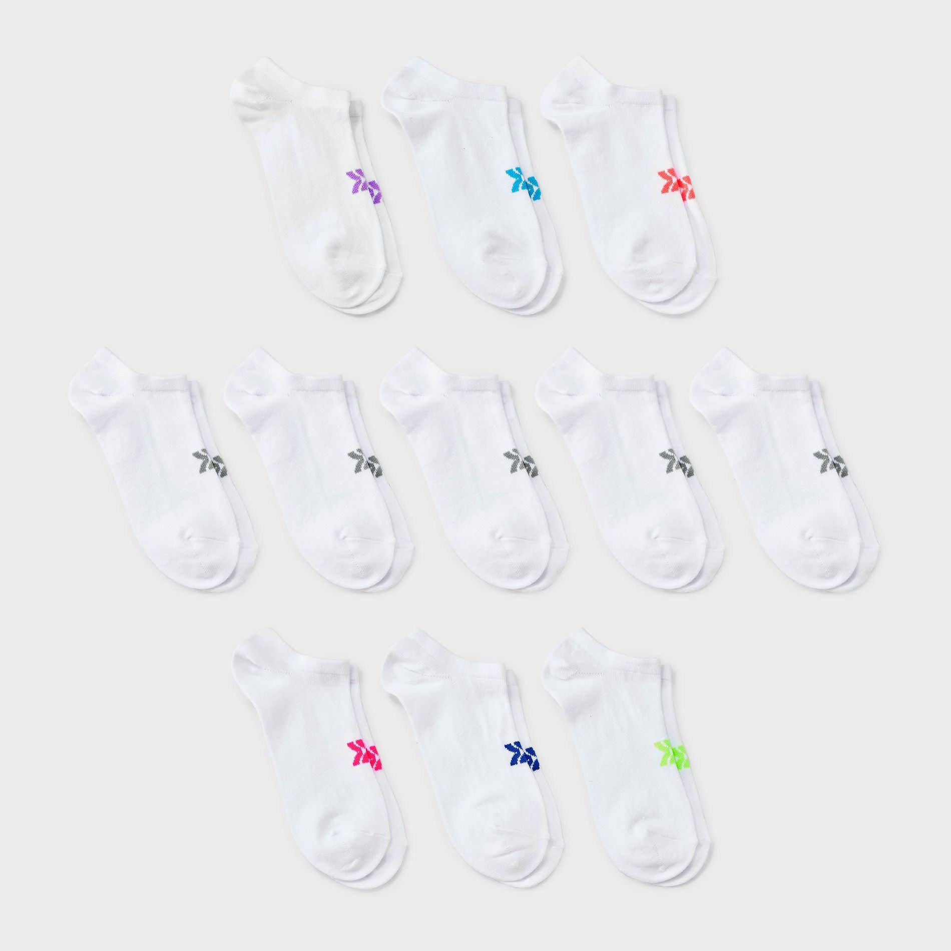 Women's Lightweight Everyday 10+1pk No Show Socks - All In Motion™ Assorted Color - 4-10