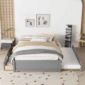 FULL BED WITH TWIN SIZE TRUNDLE AND TWO DRAWERS FOR ESPRESSO COLOR - 1 of 4