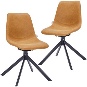LeisureMod Leather Dining Chair with 360-Degree Swivel And Powder-Coated Iron Legs - 1 of 4